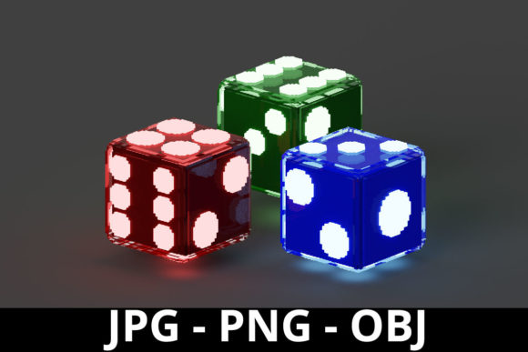 The Perfect Pixelated Play: 3D Rendering Voxel Art Dice Glass with Lights for Your Next Design Project